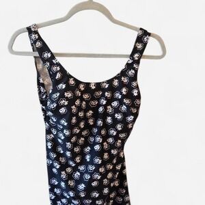 Shore‎ Shapes Tankini Black & white floral print swim top Sz 8